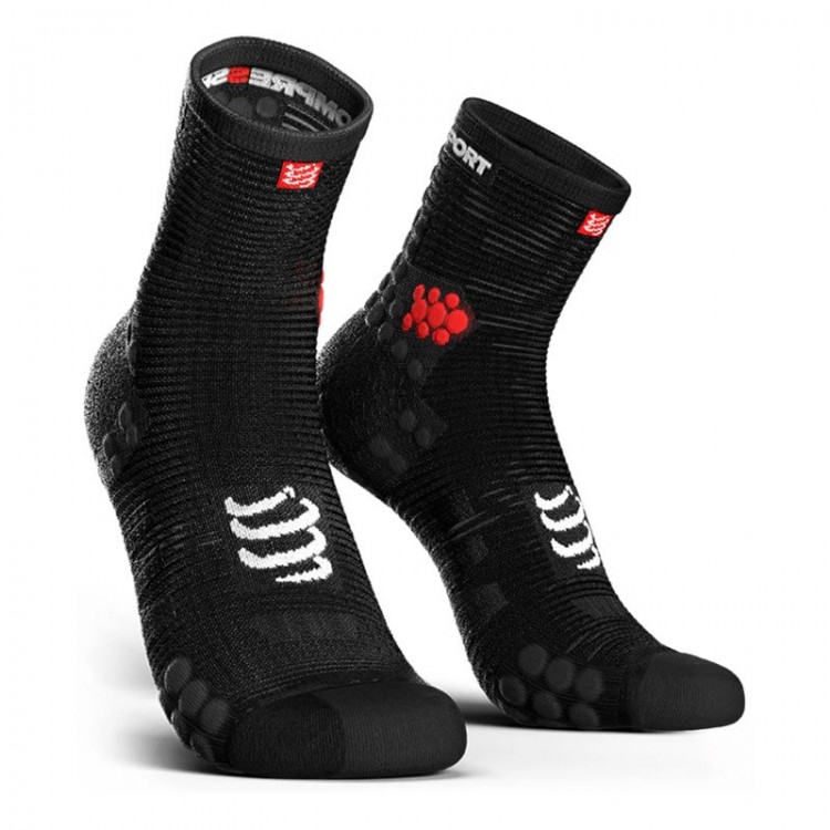 CALCETINES COMPRESSPORT PRO RACING RUN HIGH V3 NEGRO/BLANCO