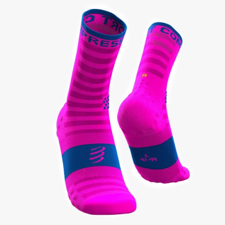 CALCETINES COMPRESSPORT PRO RACING V3 ULTRALIGHT HIGH ROSA FLUOR