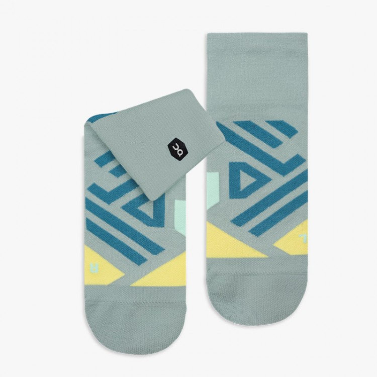 CALCETINES ON PERFORMANCE MID SOCK W GRIS/AZUL