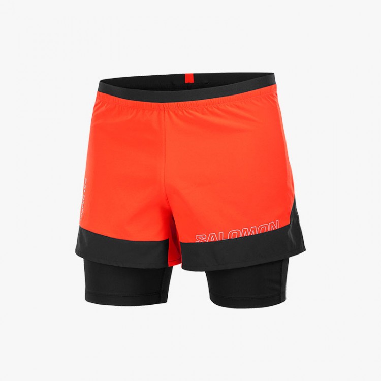 PANTALÓN SALOMON CROSS 2IN1 SHORTS ROJO/NEGRO