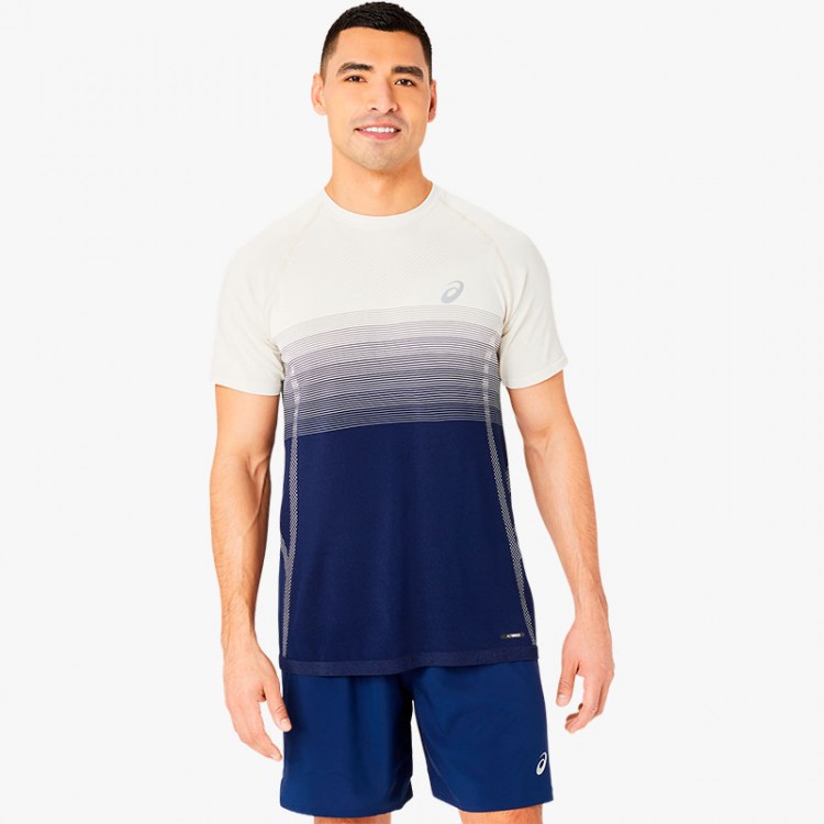 ASICS SEAMLESS SS T-SHIRT WHITE/BLUE