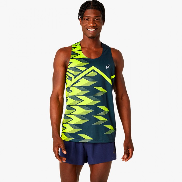 ASICS LIGHT GRAPHIC SINGLET BLUE/LIME