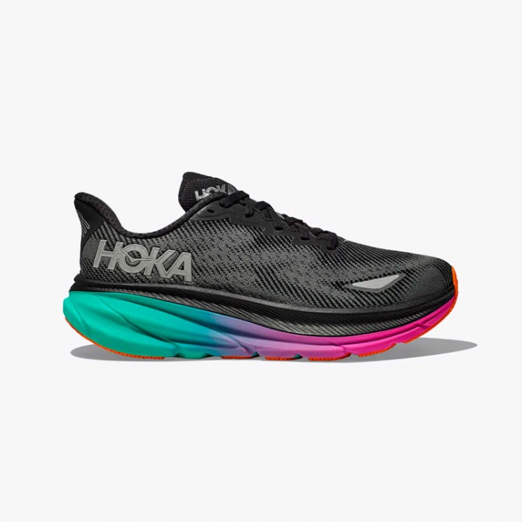 HOKA CLIFTON 9 GTX BLACK/ELECTRIC AQUA