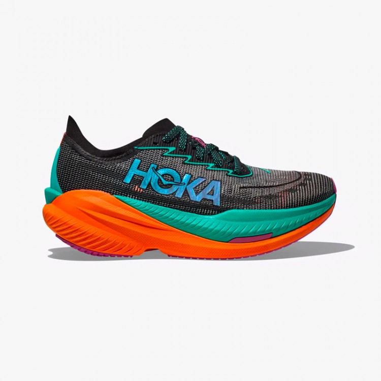 HOKA MACH X 2 BLACK/ELECTRIC AQUA