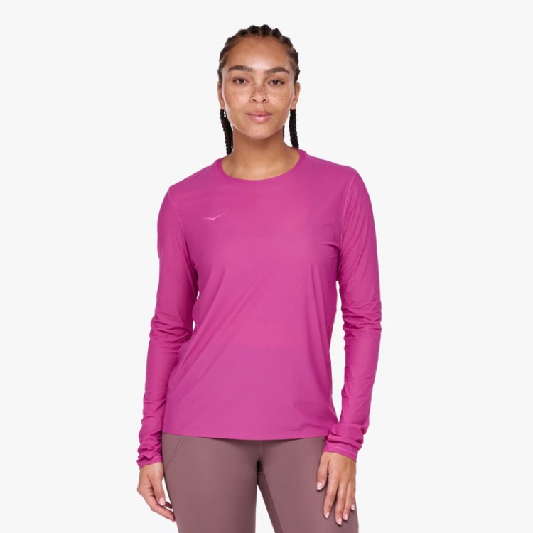 CAMISETA HOKA AIROLITE LONG W FUCSHIA