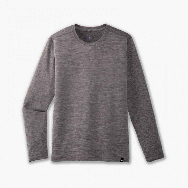 BROOKS LUXE LONG SLEEVE GREY T-SHIRT