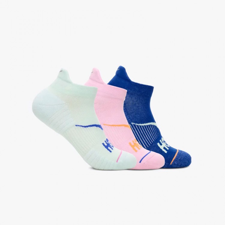 HOKA NO-SHOW RUN SOCKS PACK 3 AQUA/PINK