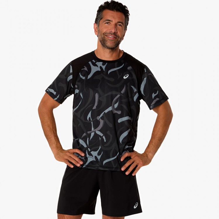 ASICS ROAD ALL OVER PRINT SS T-SHIRT BLACK