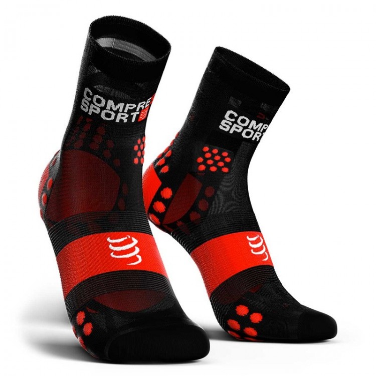 CALCETINES COMPRESSPORT HIGH ULTRALIGHT V3 NEGRO/ROJO