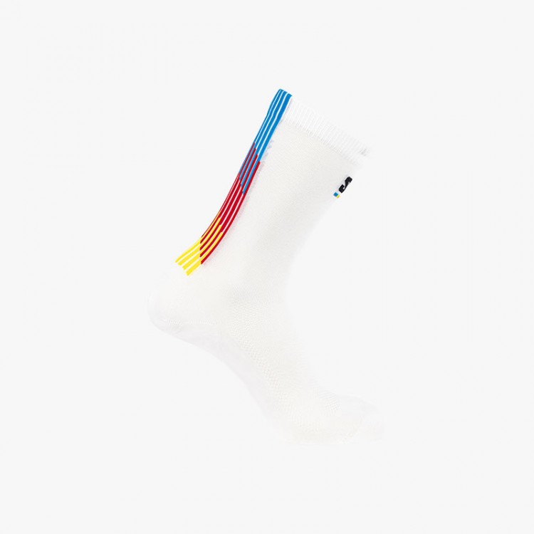 SALOMON PULSE RACE FLAG CREW SOCKS WHITE