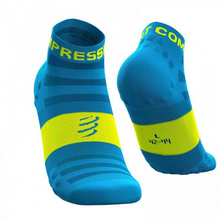 CALCETINES COMPRESSPORT PRO RACING V3 ULTRALIGHT RUN LOW AZUL FLÚOR