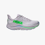 HOKA CLIFTON 10 ASH GREY/NEON GREEN