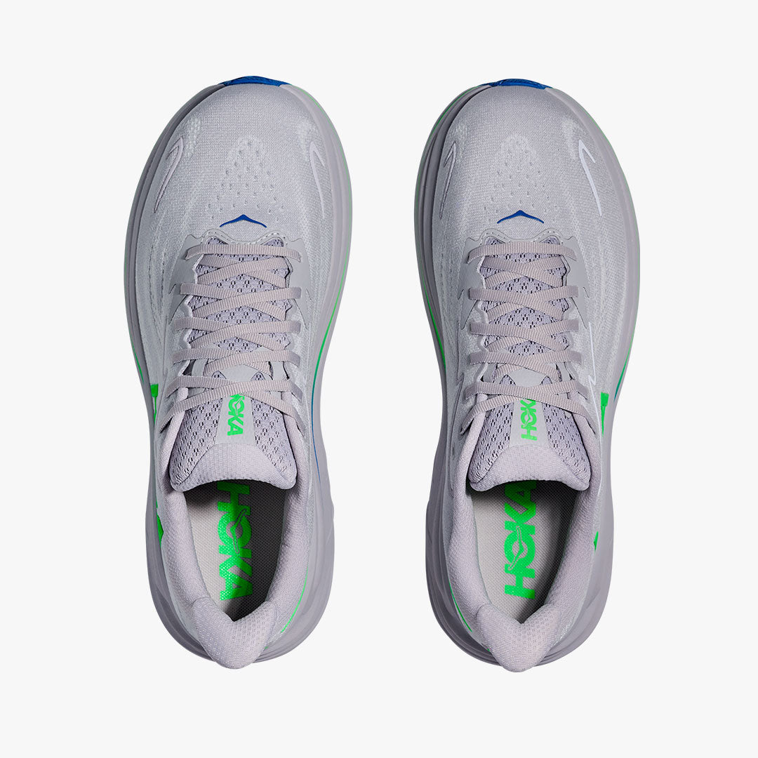 HOKA CLIFTON 10 ASH GREY/NEON GREEN