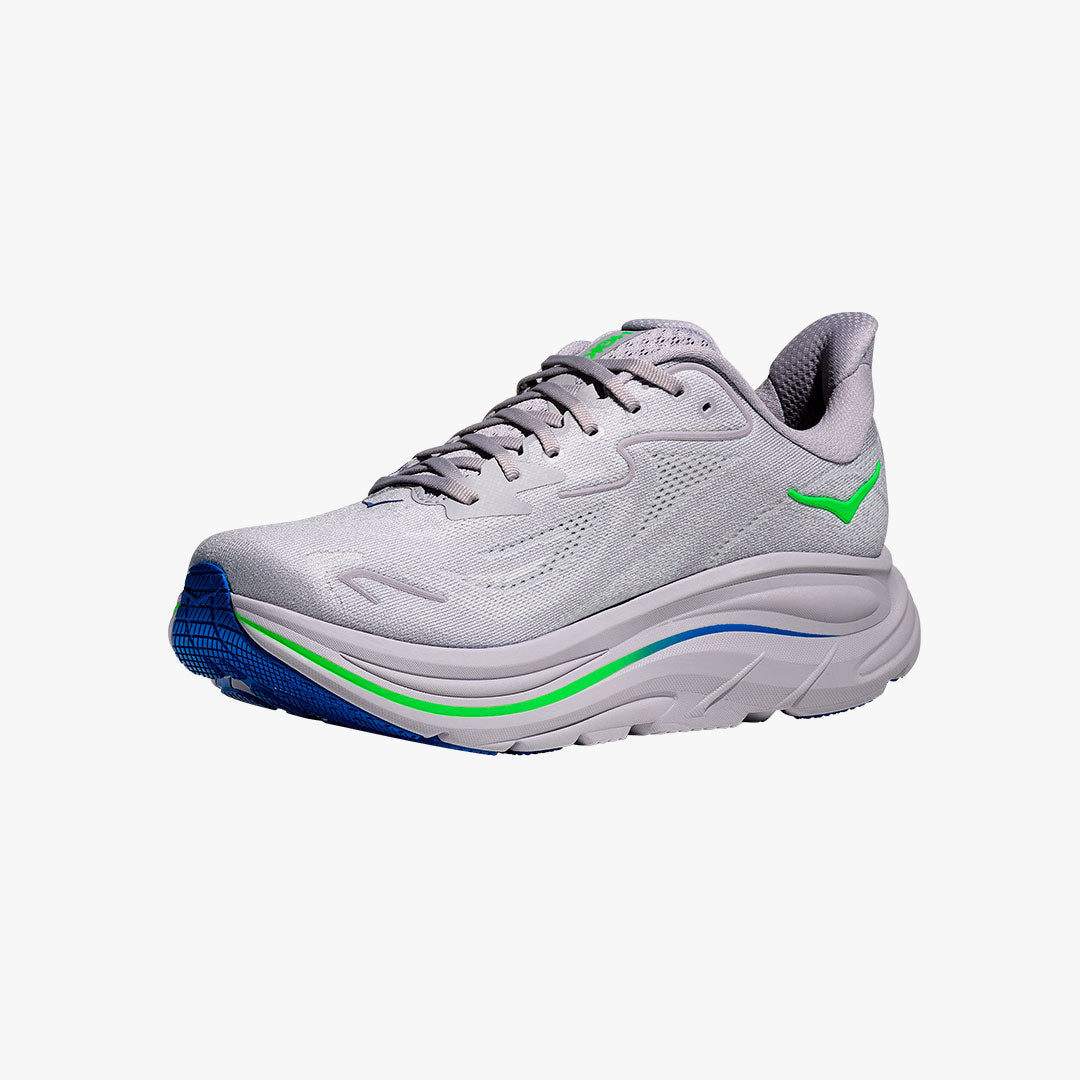 HOKA CLIFTON 10 ASH GREY/NEON GREEN