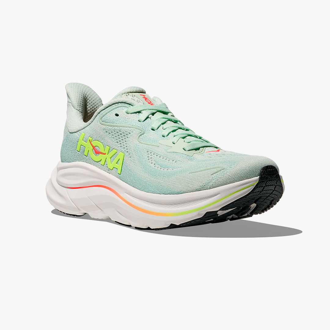 HOKA CLIFTON 10 W SEA GLASS/NEON FLAME